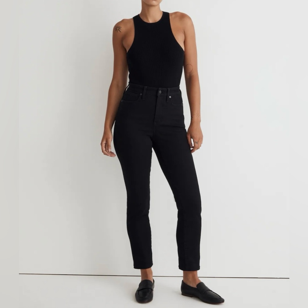 NWT Madewell Curvy Stovepipe Jeans in Black Wash Rinse Size 26